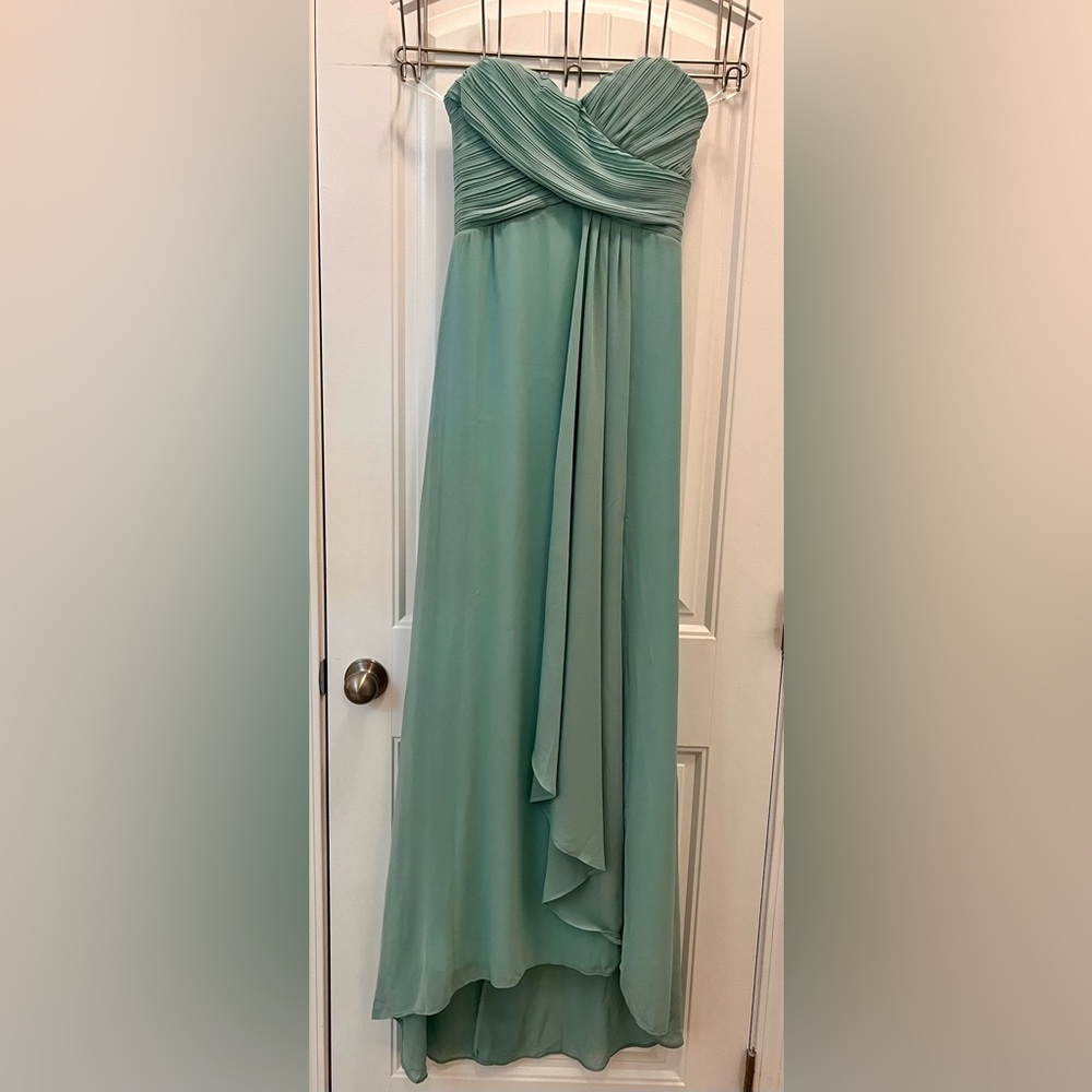 Lulu's Strapless Pleated Maxi Dress in Seafoam